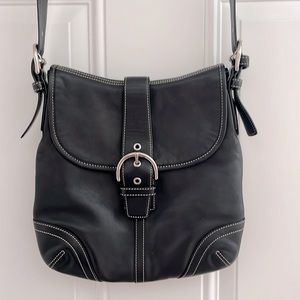 Coach leather SoHo Shoulder Bag Black Silver Buckle